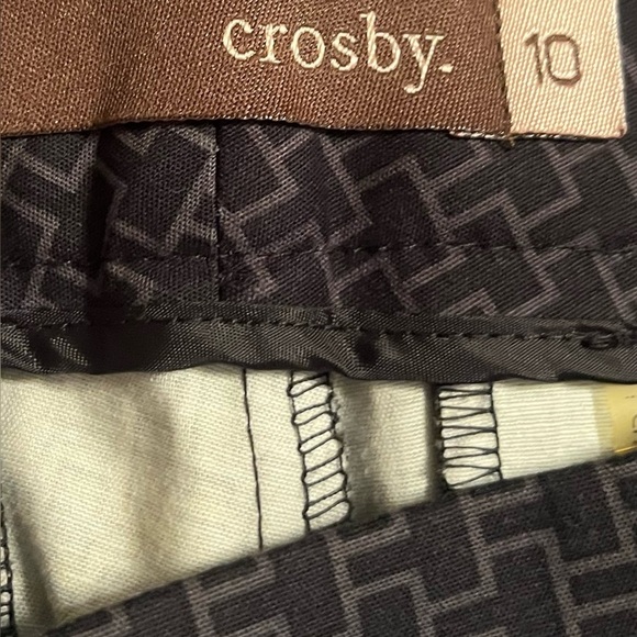 Crosby Del Ray Printed Ankle Pants Black Gray Geometric Size 10 - Picture 5 of 7